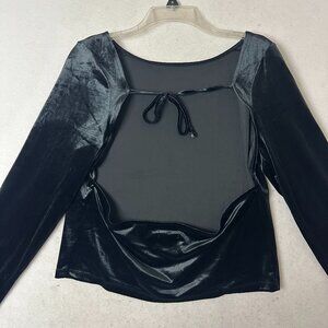 Wild Fable top shirt sz L velvet open back long sleeve holiday party cocktail